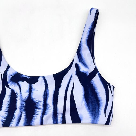 SIGAL Zebra Bikini Top Womens Medium Blue Striped Scoop Neck Tiger Stripe NEW - Picture 9 of 16